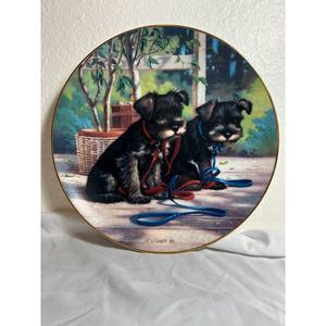 Vintage Jim Lamb Puppy Dog Playtime Plate "A New Leash on Life" 1988 RARE